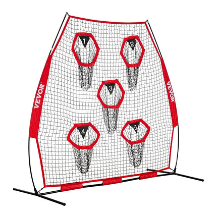 2133.6 x 2133.6mm Football Trainer Throwing Net, Training Throwing Target Practice Net with 5 Target Pockets, Knotless Net Includes Straps and Portable Carry Case, Improve QB Throwing Accuracy.