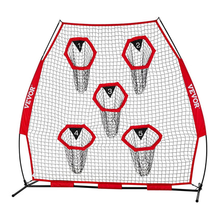 2133.6 x 2133.6mm Football Trainer Throwing Net, Training Throwing Target Practice Net with 5 Target Pockets, Knotless Net Includes Straps and Portable Carry Case, Improve QB Throwing Accuracy.