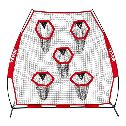 2133.6 x 2133.6mm Football Trainer Throwing Net, Training Throwing Target Practice Net with 5 Target Pockets, Knotless Net Includes Straps and Portable Carry Case, Improve QB Throwing Accuracy.