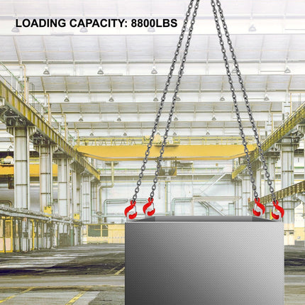 VEVOR Chain Sling, 8 mm x 1m Lifting Chains with Hooks, G80 Engine Chain Hoist Lifts, 5 Ton Load Capacity Lifting Sling Chains for Engine Hoist, Engine Lift Chain with 4 Leg Grab Hooks Heavy Duty.
