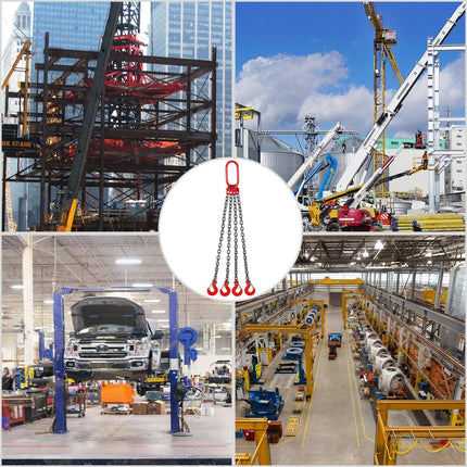 VEVOR Chain Sling, 8 mm x 1m Lifting Chains with Hooks, G80 Engine Chain Hoist Lifts, 5 Ton Load Capacity Lifting Sling Chains for Engine Hoist, Engine Lift Chain with 4 Leg Grab Hooks Heavy Duty.