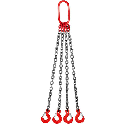 VEVOR Chain Sling, 8 mm x 1m Lifting Chains with Hooks, G80 Engine Chain Hoist Lifts, 5 Ton Load Capacity Lifting Sling Chains for Engine Hoist, Engine Lift Chain with 4 Leg Grab Hooks Heavy Duty.