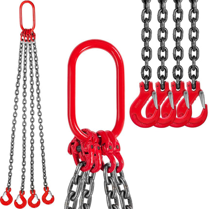 4 Legs Lifting Hook Chain Sling 2Mx8MM, 4T Lifting Chain Sling Legs Steel Factories Steel Powder Coating Lifting Chain High Temperature Resistance.