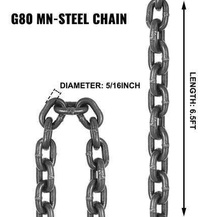 4 Legs Lifting Hook Chain Sling 2Mx8MM, 4T Lifting Chain Sling Legs Steel Factories Steel Powder Coating Lifting Chain High Temperature Resistance.
