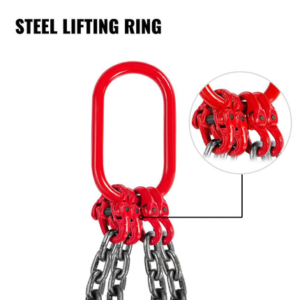 4 Legs Lifting Hook Chain Sling 2Mx8MM, 4T Lifting Chain Sling Legs Steel Factories Steel Powder Coating Lifting Chain High Temperature Resistance.