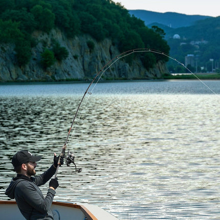 Rod and Fishing Reel Combo, IM6 Fiberglass & Carbon Fiber Spinning Rod and Reel Combo, Bass Fishing Pole with 2m Two-Piece Rods, 6+1 Ball Bearings, Stainless Steel Guides with Ceramic Rings.