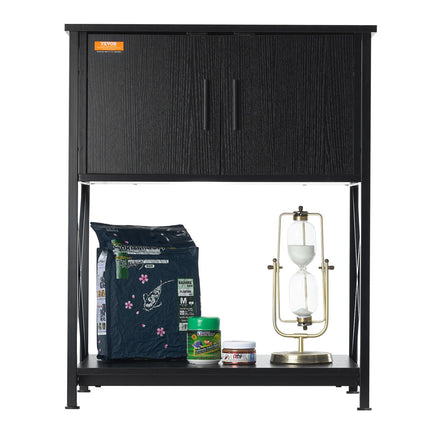 Aquarium Stand, 20 Gallon Fish Tank Stand, 25.6 x 16.5 x 31.9 in Steel and MDF Turtle Tank Stand, 167.6 lbs Load Capacity, Reptile Tank Stand with Storage Cabinet and Embedded Power Panel, Black.