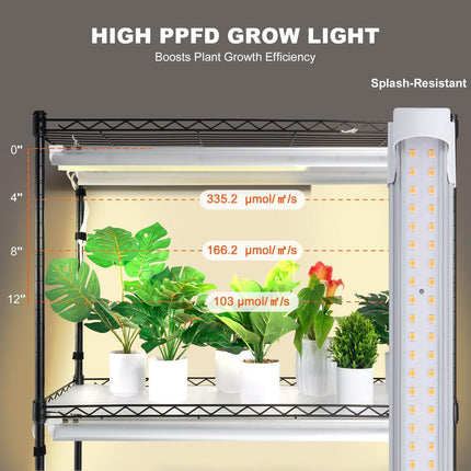 Plant Stand with Grow Lights 4 Tiers 180W 150 cm Tall Plant Grow Shelf.