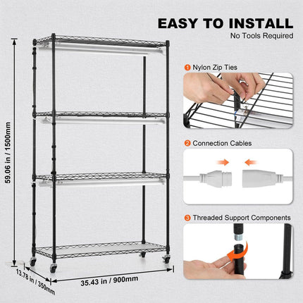 Plant Stand with Grow Lights 4 Tiers 180W 150 cm Tall Plant Grow Shelf.