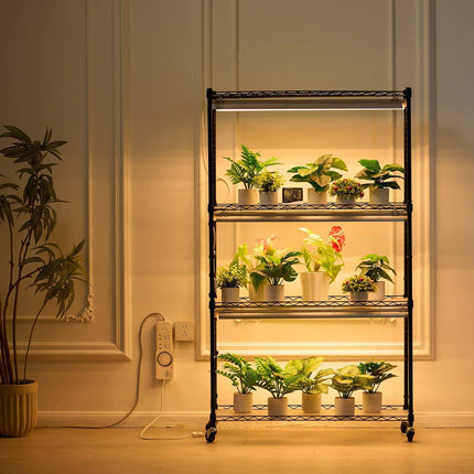Plant Stand with Grow Lights 4 Tiers 180W 150 cm Tall Plant Grow Shelf.