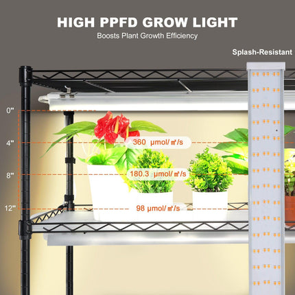 Plant Stand with Grow Light 6 Tiers 200W 59.1" Indoor Plant Grow Shelf.