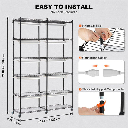 Plant Stand with Grow Light 6 Tiers 200W 59.1" Indoor Plant Grow Shelf.
