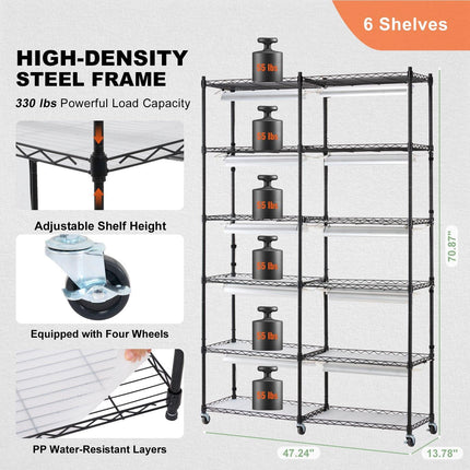 Plant Stand with Grow Light 6 Tiers 200W 59.1" Indoor Plant Grow Shelf.