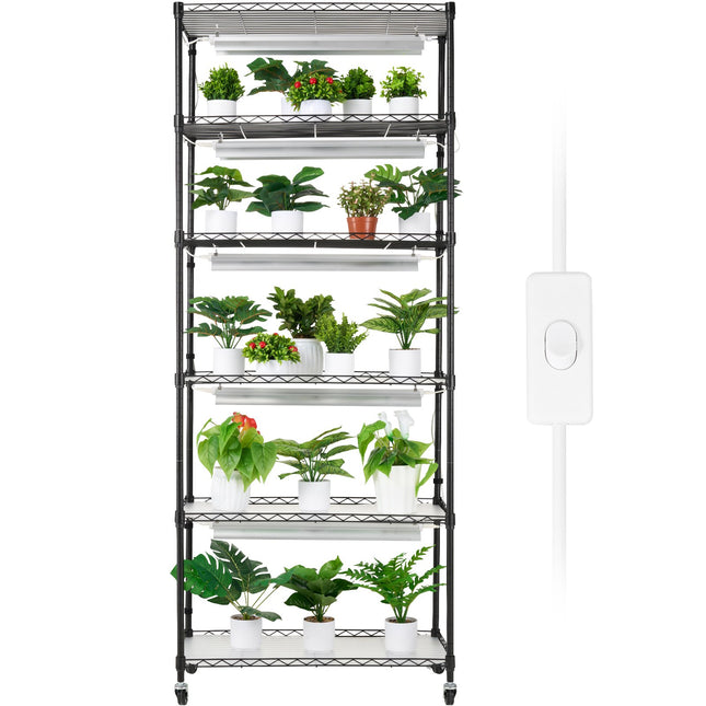 DIY Plant Stand with Grow Lights 6 Tiers 192W 70.9" Tall Plant Grow Shelf.