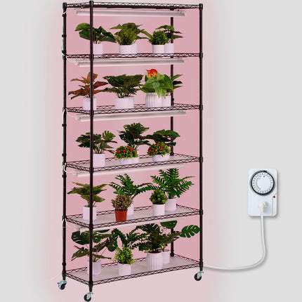 Plant Stand with Grow Light 6 Tiers 180W 180 cm Indoor Plant Grow Shelf.