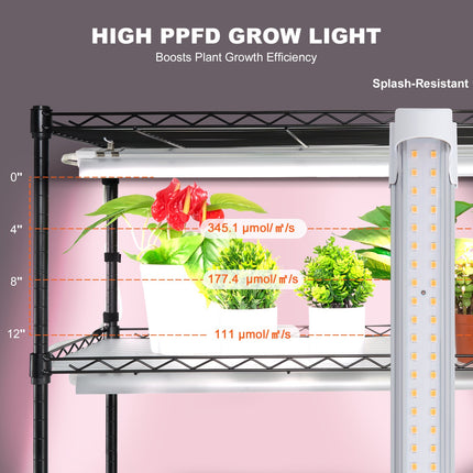 Plant Stand with Grow Light 6 Tiers 180W 180 cm Indoor Plant Grow Shelf.