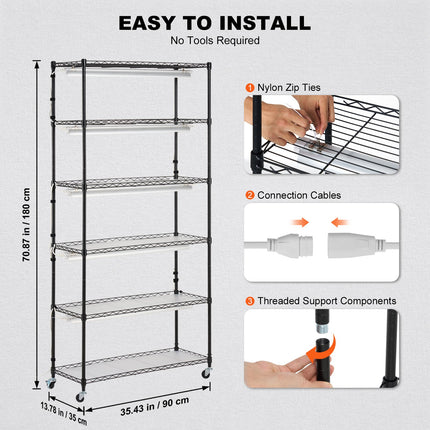 Plant Stand with Grow Light 6 Tiers 180W 180 cm Indoor Plant Grow Shelf.