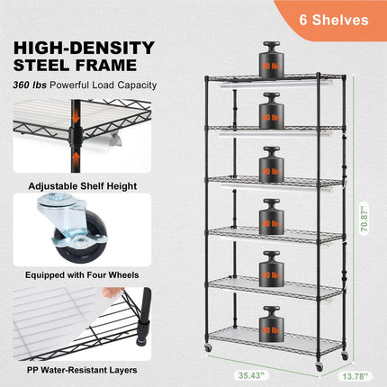 Plant Stand with Grow Light 6 Tiers 180W 180 cm Indoor Plant Grow Shelf.