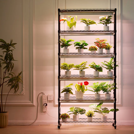 Plant Stand with Grow Light 6 Tiers 180W 180 cm Indoor Plant Grow Shelf.