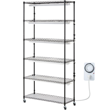 Plant Stand with Grow Light 6 Tiers 180W 180 cm Indoor Plant Grow Shelf.