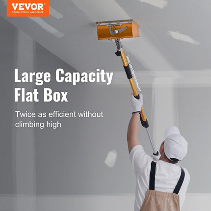 VEVOR Drywall Flat Box, 10-Inch Wide Quick Clean, Aluminum Finishing Mud Box for Plasterboard, Wallboard, Sheetrock, Bonus Mudguard, Extra 2 Stainless Steel Blades (10/12-Inch).