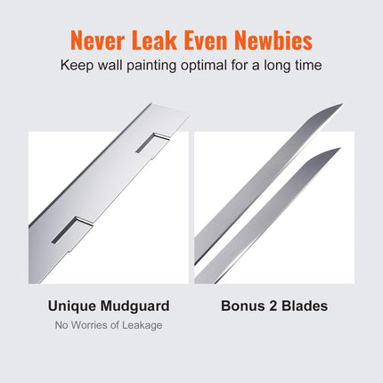 VEVOR Drywall Flat Box, 10-Inch Wide Quick Clean, Aluminum Finishing Mud Box for Plasterboard, Wallboard, Sheetrock, Bonus Mudguard, Extra 2 Stainless Steel Blades (10/12-Inch).