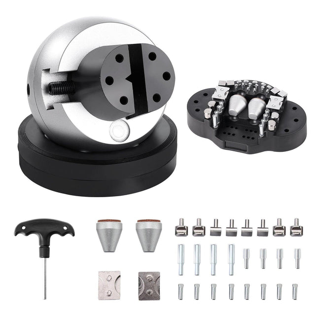 Engraving Block 5 inch Ball Vise Setting Jewelry Ball Vise Engraving with 34PCS Attachment and Rubber Base.