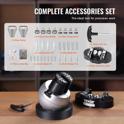 Engraving Block 5 inch Ball Vise Setting Jewelry Ball Vise Engraving with 34PCS Attachment and Rubber Base.