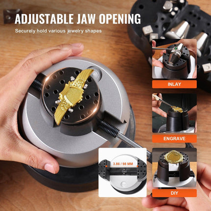 Engraving Block 5 inch Ball Vise Setting Jewelry Ball Vise Engraving with 34PCS Attachment and Rubber Base.