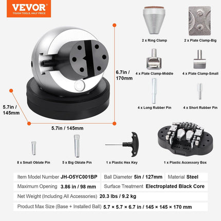 Engraving Block 5 inch Ball Vise Setting Jewelry Ball Vise Engraving with 34PCS Attachment and Rubber Base.