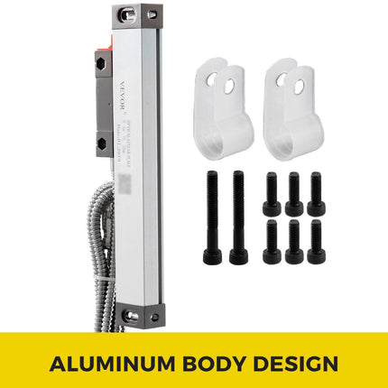 1 Axis Lathe Linear Scale 200mm with Accuracy 0.0002" Optical Length Precision Linear Scale Aluminum Body for Mill Milling Lathe Machine with Accessories (200mm(8")).