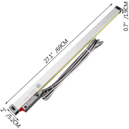 1 Axis Lathe Linear Scale 550mm with Accuracy 0.0002" Optical Length Precision Linear Scale Aluminum Body for Mill Milling Lathe Machine with Accessories (550mm(22")).