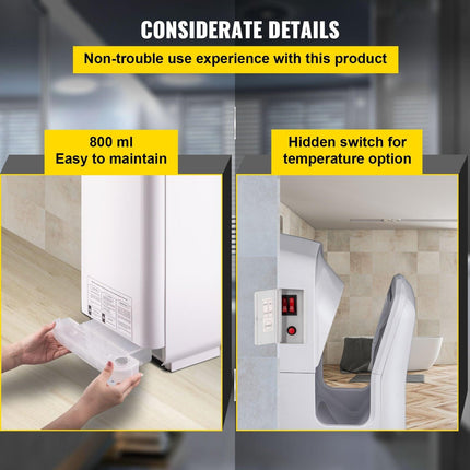 Jet Hand Dryer Blade Hand Dryer Automatic High Speed for Washroom White.