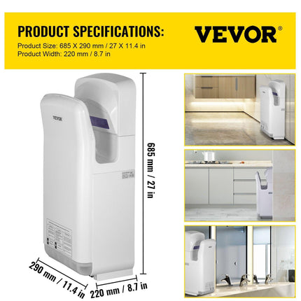Jet Hand Dryer Blade Hand Dryer Automatic High Speed for Washroom White.