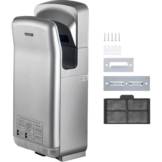Jet Hand Dryer Blade Hand Dryer Automatic High Speed for Washroom Silver.