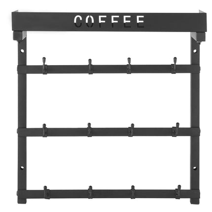 Coffee Mug Holder Wall Mounted w/ 12 Movable Hooks and Top Shelf Cup Rack.