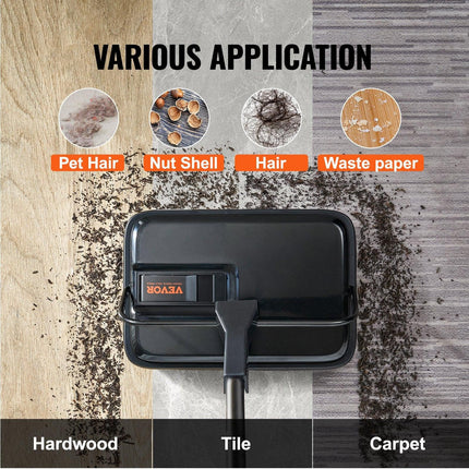 Carpet Sweeper, 200 mm Sweeping Paths, Floor Sweeper Manual Non Electric, 300 ml Dustbin Capacity with Comb for Home Office Rugs Hardwood Surfaces Wood Floors Laminate, Cleans Dust Pet Hair.