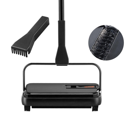 Carpet Sweeper, 200 mm Sweeping Paths, Floor Sweeper Manual Non Electric, 300 ml Dustbin Capacity with Comb for Home Office Rugs Hardwood Surfaces Wood Floors Laminate, Cleans Dust Pet Hair.