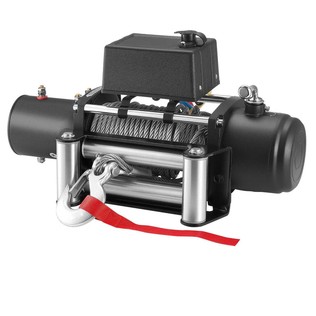Electric Winch, 5400 kg Load Capacity, 12V DC Truck Winch with Φ9.1 mm x 26 m Steel Rope, Wireless & Wired Remote Control, Suitable for Towing SUV Jeep Trailer Boat Off-Road Vehicle.