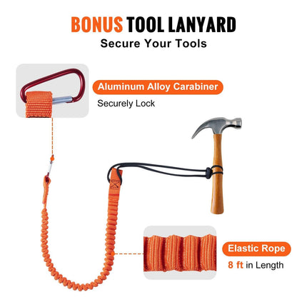 12.7mm Steel Core Flipline, 16ft(4.8m)Arborist Flipline for Tree Climbing with Alloy Steel Snap Hook & Aluminum Alloy Carabiner, 30KN Breaking Tension for Fall Protection, Tree Climber.