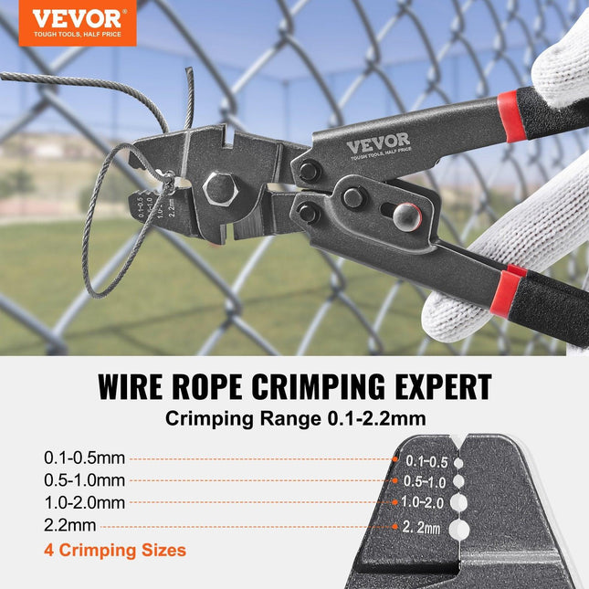 Crimping Tool, Up To 2.2mm Wire Rope Crimping Tool, Crimping Loop Sleeve Kit with a Cable Cutter and 160pcs Aluminum Buckles, Teflon Coating Anti-Rust Fishing Crimping Tool.