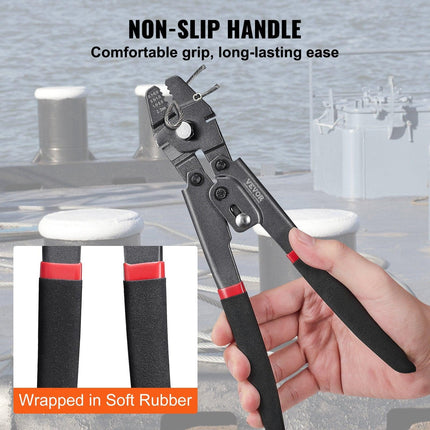 Crimping Tool, Up To 2.2mm Wire Rope Crimping Tool, Crimping Loop Sleeve Kit with a Cable Cutter and 160pcs Aluminum Buckles, Teflon Coating Anti-Rust Fishing Crimping Tool.