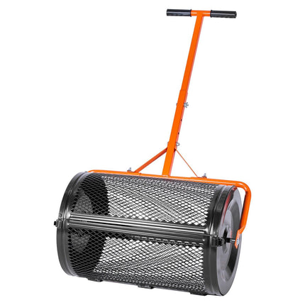 Compost Spreader, 24 in Wide Peat Moss Spreader with T Shaped Handle, 3 Heights Adjustable, Powder-Coated Steel Garden Peat Moss Roller, Heavy Duty Grass Seed Spreaders for Planting Seeding.