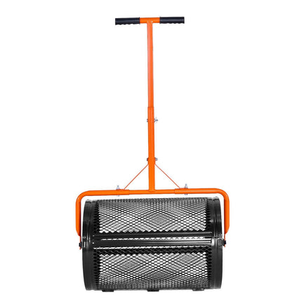 Compost Spreader, 24 in Wide Peat Moss Spreader with T Shaped Handle, 3 Heights Adjustable, Powder-Coated Steel Garden Peat Moss Roller, Heavy Duty Grass Seed Spreaders for Planting Seeding.