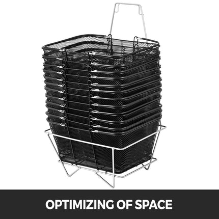 Shopping Baskets with Handles, 12PCS, Black Metal Shopping Basket, Portable Wire Shopping Basket, Black Wire Mesh shopping Basket Set for Supermarkets, Retail Stores, Grocery Shopping, Black.