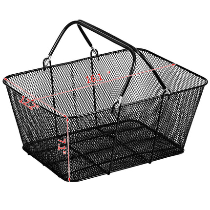 Shopping Baskets with Handles, 12PCS, Black Metal Shopping Basket, Portable Wire Shopping Basket, Black Wire Mesh shopping Basket Set for Supermarkets, Retail Stores, Grocery Shopping, Black.