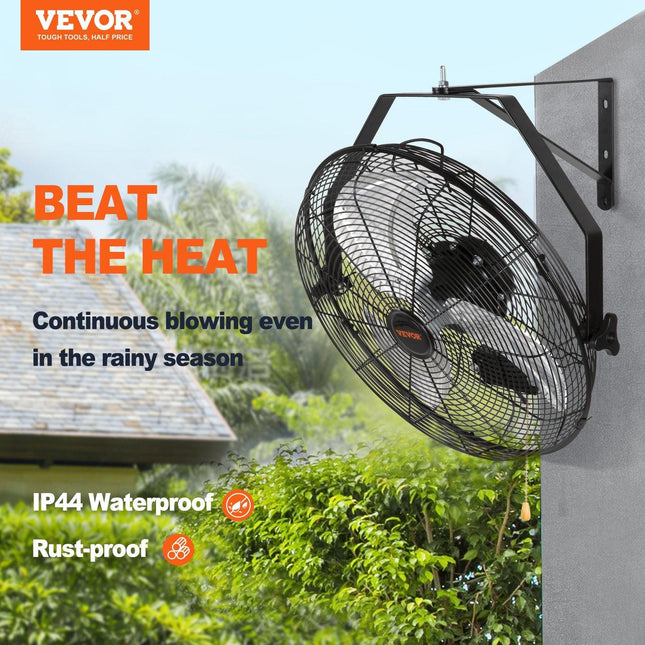 VEVOR Industrial Wall Mount Fan Waterproof Metal Fan 17.6'' 3 Speed Airflow.