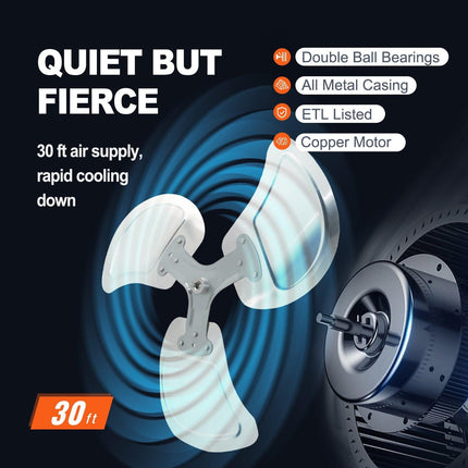 VEVOR Industrial Wall Mount Fan Waterproof Metal Fan 17.6'' 3 Speed Airflow.