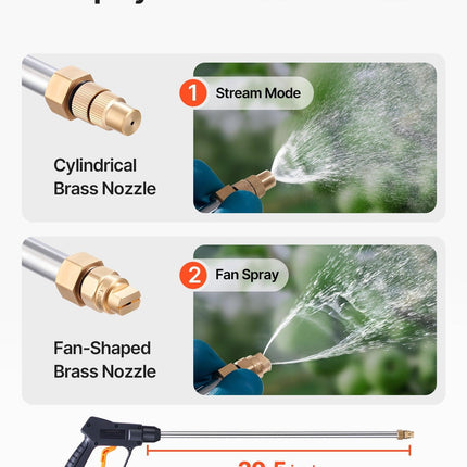 Industrial Concrete Sprayer, 14L Stainless Steel Sprayer, Heavy Duty Tri-Poxy Pump Sprayers, 52cm Wand with Ergonomic Gun Handle, 1.2m & 3m Hoses, 2 Brass Nozzles for Construction, Garden.