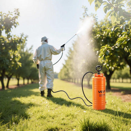 Industrial Concrete Sprayer, 14L Stainless Steel Sprayer, Heavy Duty Tri-Poxy Pump Sprayers, 52cm Wand with Ergonomic Gun Handle, 1.2m & 3m Hoses, 2 Brass Nozzles for Construction, Garden.